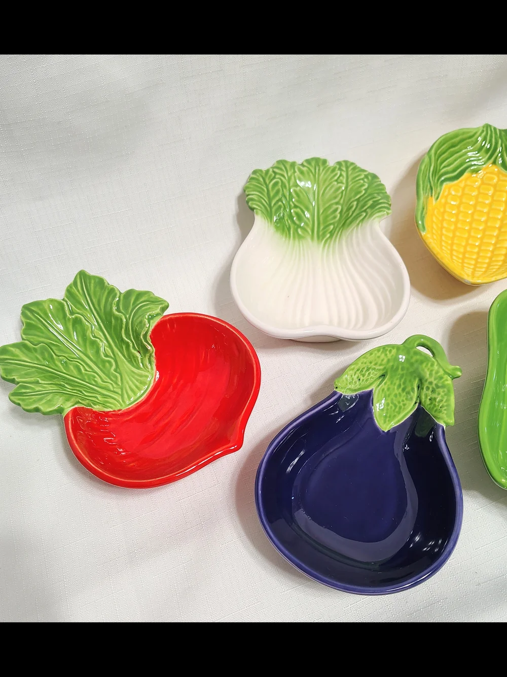 6 Piece Vintage 50s Vegetable Snack/Dip  Serving Dishes / Bowls Colorful Set